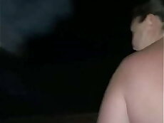 Naked BBW slut takes a HUGE piss in the back yard